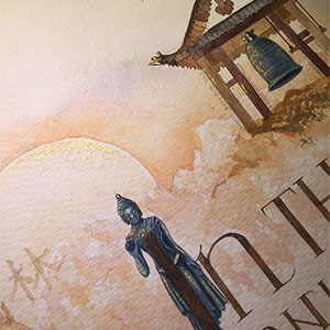 In The Pure Morning calligraphy print detail